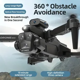 Mini drone telecomandato T9 con tripla telecamera a flusso ottico nero con tripla telecamera SD 2/3 batterie Telecamera ESC Evitamento ostacoli a 360° WIFI FPV Volo su pista