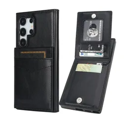 Stoßdicht von Leder Flip Card Hold Slots Brieftasche Hülle für Samsung Galaxy S24 Ultra S23 Plus S22 S21 S20 Note 20 Kickstand -Telefonabdeckung