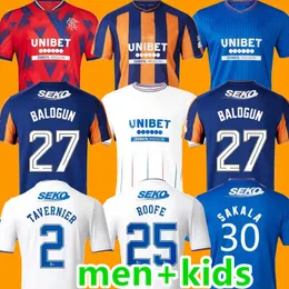 23 24 Glasgow Rangers 축구 유니폼 홈 블루 Sakala Kent Tavernier Morelos Colak Lundstram Hogan 축구 셔츠 남자 키트 키트 팬 버전 Camiseta