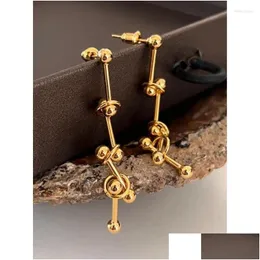 Stud Earrings Brass With 18K Mix Beads Tassel Women Jewelry Punk Party T Show Gown Runway Trendy Korean Japan Israel Style Ins Drop De Dhtrl