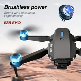 New E88 EVO RC Drone SD Dual Camera Optical Fow Brushless Motor Intelligent Follow Trajectory Flight Gesture Photography WIFI FPV Foldable Quadcopter