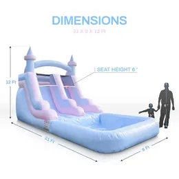 Partihandel Populära barn Uppblåsbara Moonwalk Water Slide Jumper Bouncer Uppblåsbar vatten Slide Commercial Bounce House Party Rentals With Flower Free Ship