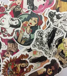 100pcsset Old School Sexy Tattoo Girls Cool Color Stickers for Laptop Skateboard Luggage Car Decal PVC Waterproof Stickers1952442