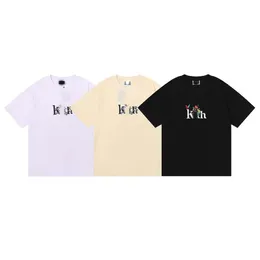 Projektant luksusowy Kith Classic Fashion Brand Kithbegoniafloral Serif EE Wysokiej jakości podwójna przędza T-shirt z krótkim rękawem dla mężczyzn i kobiet