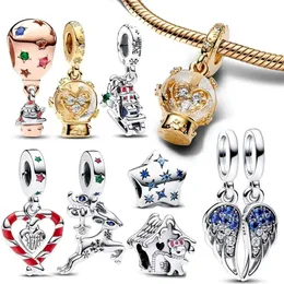 Heart Snowflake Snow Globe Dangle Charm Fit Original Bracelet Pendant Beads For Women Fine Jewelry Gift Making
