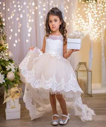 Hilo Çiçek Kız Elbise 2022 Big Bow Low Prenses Küçük Bebek Kız Pageant önlükleri Kabarklı Bebek İlk Cemaat Doğum Günü 8173549
