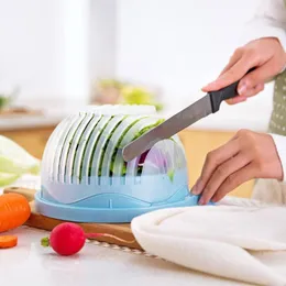 Tigela de salada cortador de plástico cortar legumes corte tigela de corte de frutas e vegetais tigela de corte doméstico 215q