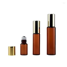 Frascos de armazenamento 50 pcs 2,5 ml 5/10 marrom escuro múltiplo opcional óleo essencial vazio perfume rolo embalagem vidro de alta qualidade