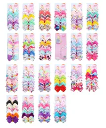 126 Color 5 "Hair Bow Girl Print Barrettes Cool Baby Accessories Unicorn Jojo Siwa Bows 6pcs/Card Packing BJ