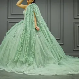 Wspaniała jasnozielona cekinowa cekin spaghetti quinceanera sukienki 2024 Suknia balowa koraliki podłogowe długość