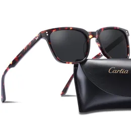 Поляризованные солнцезащитные очки Carfia Chic в стиле ретро для женщин и мужчин 5354 Солнцезащитные очки с футляром 100% защита от UV400, квадратные очки 51 мм, 4 цвета297A