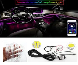 Araba İç Led RGB Atmosfer Lambası Neon Strip Işık Karstilling Dekorasyon Sesli Aktif Bluetooth Uygulaması Uzaktan Kumanda Colorf1356532