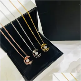 Pendant Necklaces Designer Luxury 925 Sterling Sier Necklace French Brand Classic Water Ice Moon Ling Ge Single Diamond Tricolor Women Dhwl4