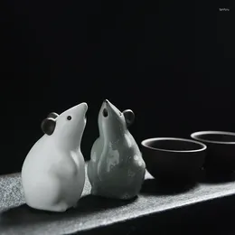 Tea Pets Kreatywne mysie myszy Ręcznie robione chińskie zwierzę słodkie figurowe pulpit rzemiosła gongfu akcesoria domowe dekoracja domowa