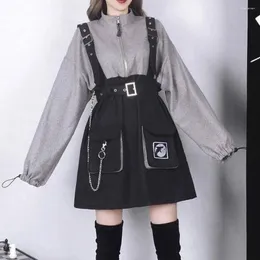 Casual Dresses 2024 Gothic Women's Antique Retro Pants Long Arm Sexy Grey Black Size 2xl Dress Mini Punk Girl Jurken