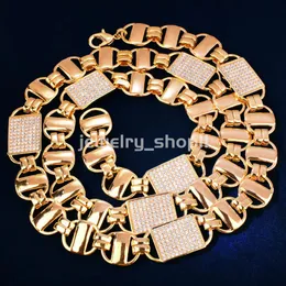 14mm Square Clustered Cuban Chain Necklace For Men Women Hip hop Link Gold Color Iced Out Zirconia Fashion Rock Jewelry Gift