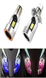 Bluepink Angel eye H4 LED Motorfiets Koplamp Ba20d HS1 H6 Scooter Motor Koplamp Gloeilamp DRL Accessoires 1224V6793406