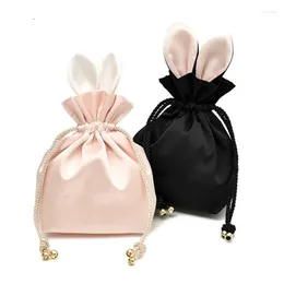 Bolsas de compras Mujeres Organza Bolsa Cordón Cosmético Regalo Seda Joyería Almacenamiento Lindo Fuzzy Girl Estudiantes Moda de gran capacidad Rosa Negro Sac