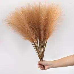 Decorative Flowers Faux Pampas Grass 55cm Simulated Reed Artificial Pompous Vase Filler Flower For Home Living Room Wedding Deco