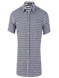 Piccola camicia a bottone a quadri Uccini estivi a manica corta Slip Mens Dress Shirts Casual Controlli Gingham Chemise Homme GD276459307