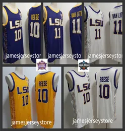 Mens LSU Tigers Белый баскетбол Джерси #11 Hailey van Lith #10 Angel Rees