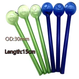 Tubo de vidro queimador de óleo 3cm bola grande 5,9 polegadas de comprimento cachimbos 15cm pirex transparente grosso claro ótimo artesanato segurar tubos para fumar