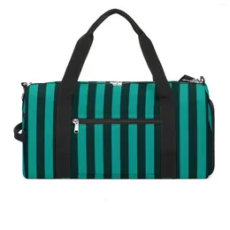 Bolsas al aire libre Rayas verdes Deportes Líneas negras Imprimir Entrenamiento Bolsa de gimnasio Grandes bolsos coloridos Hombres Patrón Oxford Fitness