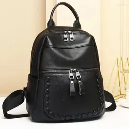 حقيبة الظهر 2024 Fashion Cowhide Leather Genuine for Women Leisure Large طالبة طالب حقيبة Lady Propedoile Backbag T534