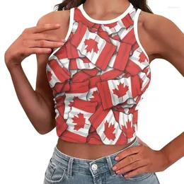 Women's Tanks Canada Flag Design Women Cropped Vest Harajuku Lady Corset T-shirt Sleeveless Camisole Sexy Off Shoulder Female Tank Tops