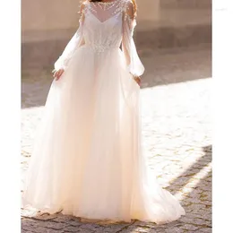 Party Dresses 2024 Sexy White A-line Wedding Dress Long Sleeves Sweetheart Lace Appliques Tulle Gown Vestido De Novia Encaje