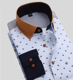 Men039s Dress Shirts 2022 Men Shirt Business Floral Cotton Design Długie rękawowe odzież Casual Mark