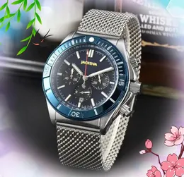 Mens President Watches Stopwatch Quartz Battery Movement Clock Lumious Multi Functional Popular Stainless Mesh Silver Strap business casual Bracelet Watch gifts