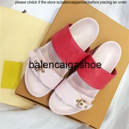 Lvity louisevittonly shoes Louisely Dia Buckle Bom Designer Luxury Flat Mule Pink Red Sandal Best Quality Viutonly Vittonly