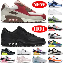 Mens 90 -tals löpskor 90og sporttränare läder trippel svart vit omvänd laser infraröd viotech södra strand vete sko man sneaker kvinnor designer sneakers