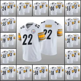 08F Trikot Pittsburgh''Steelers''Herren #11 Chase Claypool 90 T.J.Watt 7 Ben Roethlisberger 22 Nee Harris''''Damen Jugend Custom White Lim