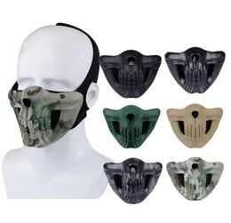 Outdoor Half Face Skull Mask Sportausrüstung Airsoft Shooting Schutzausrüstung Taktische Airsoft Halloween Cosplay NO031191661347