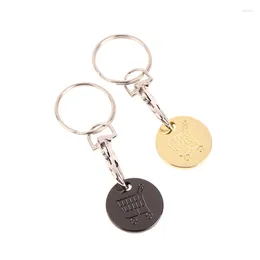 Nyckelringar 1PC Shopping Trolley Remover Key Chain Portable Universal Supermarket Practical Keychain Metal Token Chip med Carabiner Hook