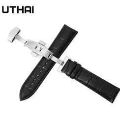 Uthai Z09 Plus Genuine Leather Watchbands 12-24mm Universal Watch Butterfly Buckle Band Steel Buckle Strap 22mm Watch Band 240119