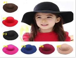 Autumn Winter Warm Kids Boys Girls Vintage Wide Brim Cap Soft Wool Felt Bowknot Bowler Floppy Children Sun Hat Beach av Air115442740