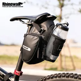 Rhinowalk bolsa para selim de bicicleta, com bolso para garrafa de água, à prova d'água, bolsa traseira de grande volume 240119