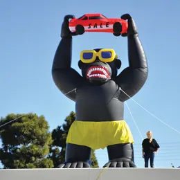 Atacado de alta qualidade ao ar livre promoção lavagem de carro preto inflável gorilas kingkong balão 4/6/8m altura para publicidade