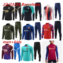 23 24 바르셀로나 풋볼 트랙 슈트 바르카 축구 남자와 어린이 세트 성인 소년 Lewandowski Pedri Training Suit 2023 2024 바르셀로나 훈련복 트랙 슈트 AA