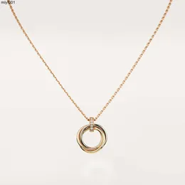 Classic Design Cubic Zirconia Triple Trinity Necklace Pendant Women Girls Titanium Steel Wedding Designer Jewelry Collares Collier 18k Gold Plated