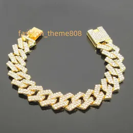 New Fashion Hip hop 15mm Pink Diamonds Cuban Chain Gold Plated Zinc Alloy Cuban Link Chain Necklace For Men Jewelry necklace