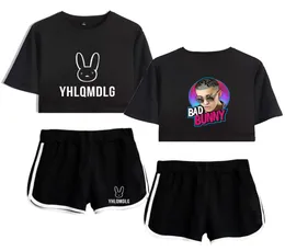 Rapper Hip Hop Bad Bunny Sexy 2 Piece Set Women Conjunto Feminino Women Crop Top and Shorts Two Piece Outfits Matching Sets4512183