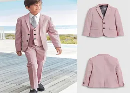 Summer Pink Boy039S Formal Wear Custom Made 3 Pieces hacked lapel stiliga kostymer för bröllop prom middag barn klädjack6644564