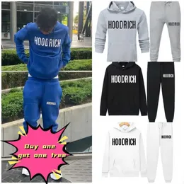 2023 Kış Sporları Hoodie Erkekler için Hoodrich Trailsuit Mektup Havlu İşlemeli Sweatshirt Renkli Mavi Katı Kazak Seti DZ NDU2