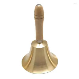 Fontes de festa 1pc chocalho de cobre sino com alça de madeira jantar handbell restaurante serviço mesa chamada pet sinos de natal