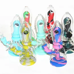 Cachimbos de água coloridos Bongos de silicone Tubo Mini Beaker Bong olho Cachimbos de água com tigela de vidro LL