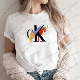 Koszulka damska luksusowy druk Y2K w rozmiarze damski koszulki odzieży damskie Outdoor Streetwear Proste damskie odzież moda koszula krótkie rękawy T240122